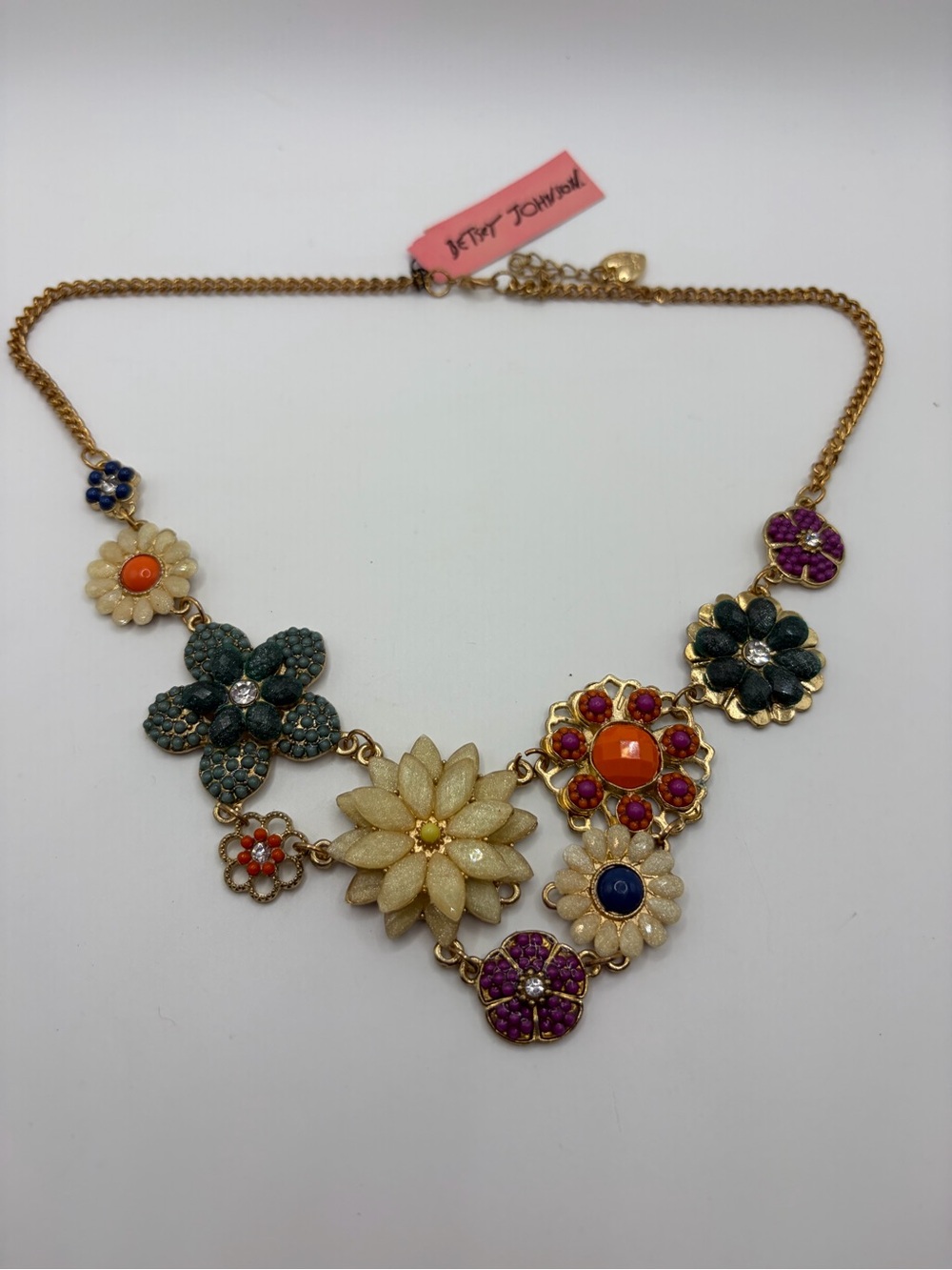 Betsey Johnson Gold-Tone Multicolor Floral Statement Necklace